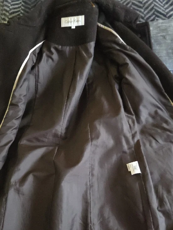 Calvin Klein Women's Black Single-Breasted Wool Pea Coat - Picture 7 of 9